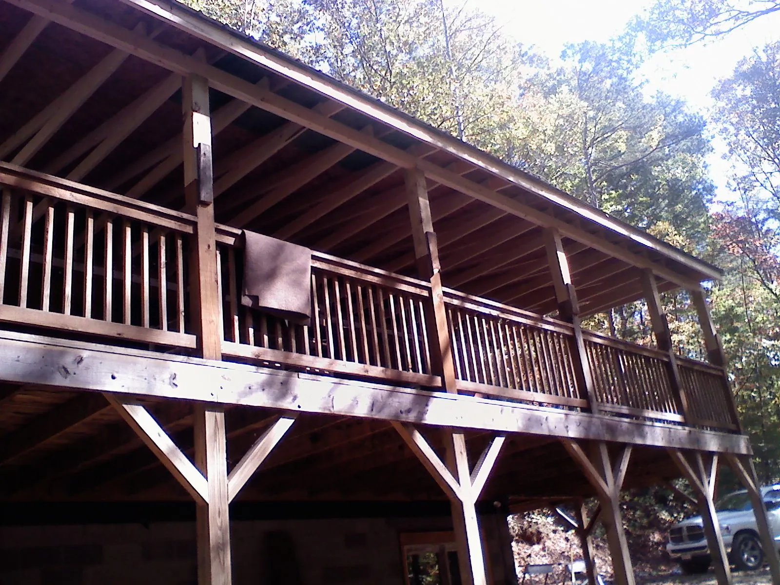 Timber framing under a new elevated porch and deck — Roof Leak Repair in Eskridge by Roofing Brothers